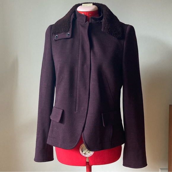 AKRIS PUNTO maroon wool jacket with lambskin collar size 8 - Picture 5 of 14